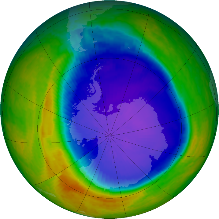 Antarctic ozone map for 16 October 2001
